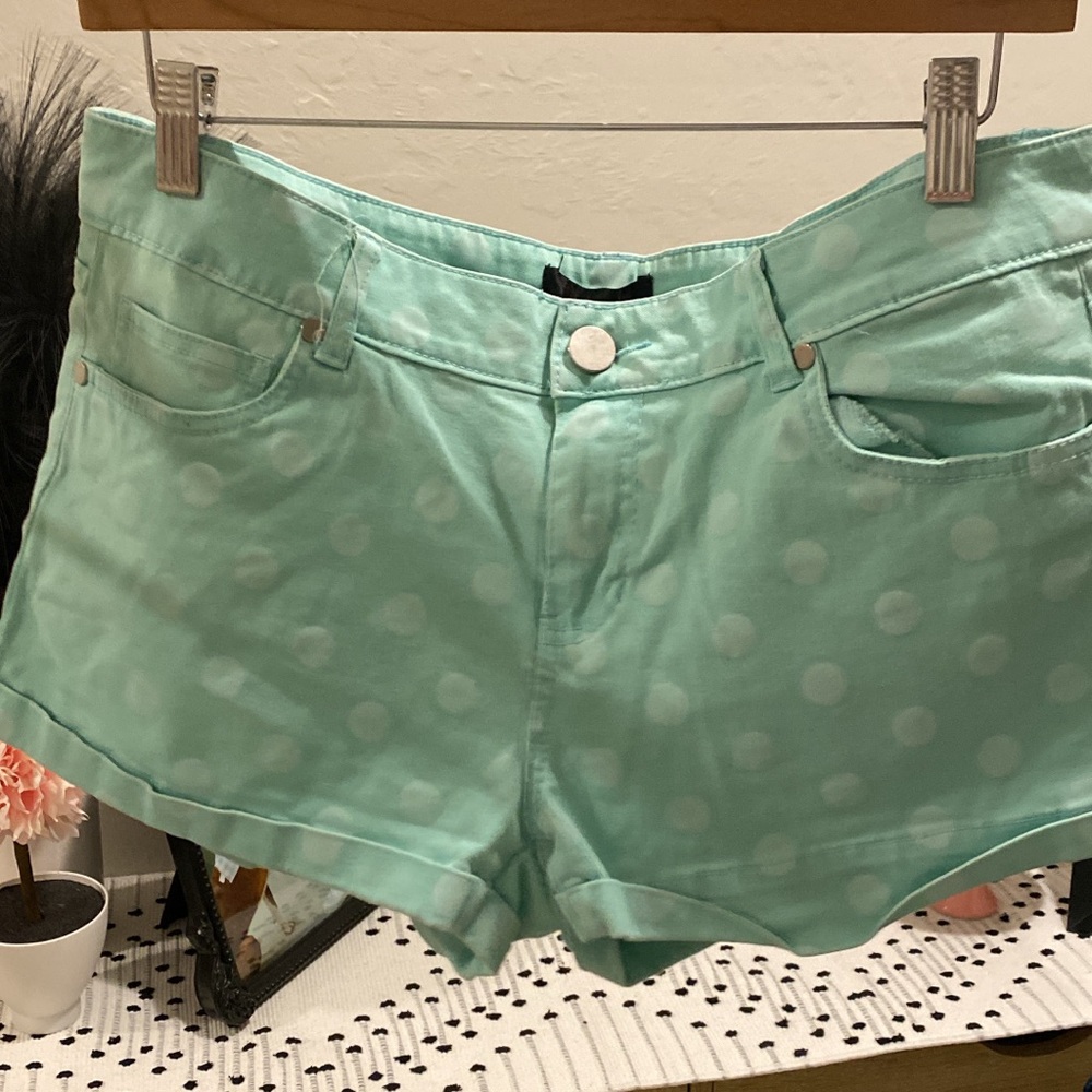 Mint green denim shorts size 13